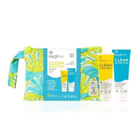 Το CLEAN SUNSCREEN – BODY SET περιέχει το CLEAN SUNSCREEN BODY MILK και τo CLEAN AFTER SUN με ΔΩΡΟ το συλλεκτικό limited edition Bleecker and Love BAG