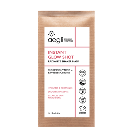 AEGLI Instant Glow Shot – Φακελάκι μάσκας προσώπου για λάμψη με βιταμίνη C και πρεβιοτικά, 15 g